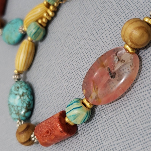 New Beautiful Natural and Genuine Multi Stone Statement Necklace - Picture 4 of 7